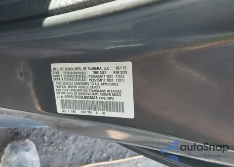 2014 Honda Odyssey Ex-L из США, поврежденный, VIN 5FNRL5H69EB028828